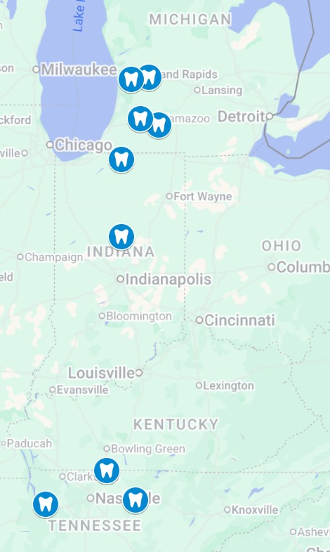 a map of the MPM locations with blue points